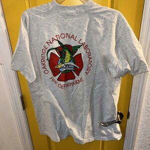 Vintage Single Stitch Oakridge TN Fire Department Dragon Flame T-Shirt Mens XL‎
